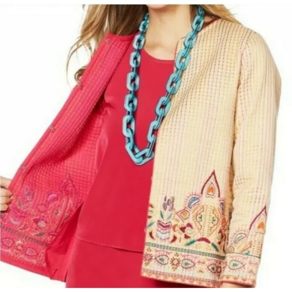 NWT Rara Avis By Iris Apfel Quilted Embroidered Jacket Size Large